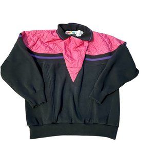 Vintage 80s/90s Marcy N Me Sweatshirt Velcro Chest Pink Black Women's Medium